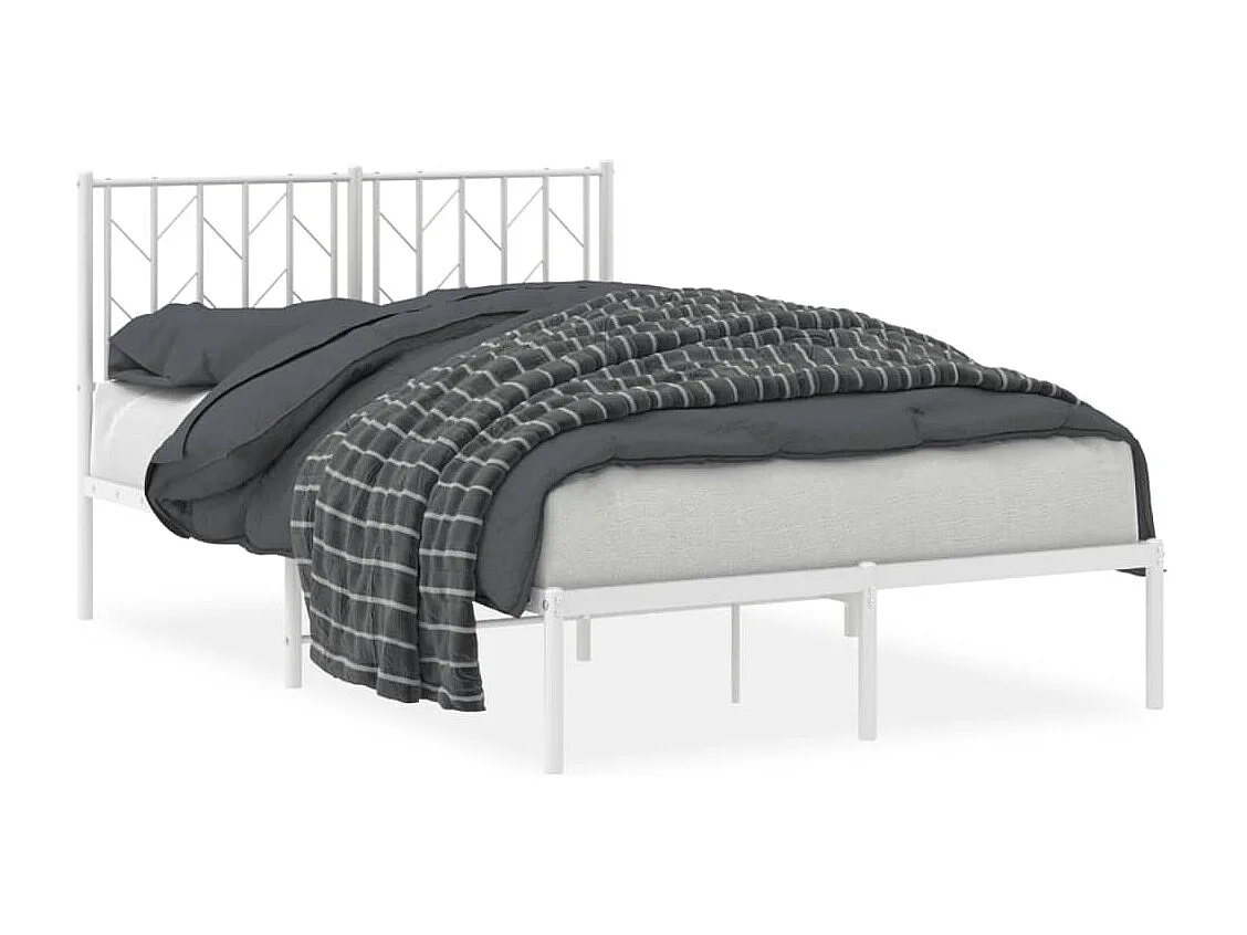 Bedframe met hoofdbord metaal wit 120x190 cm NL75137