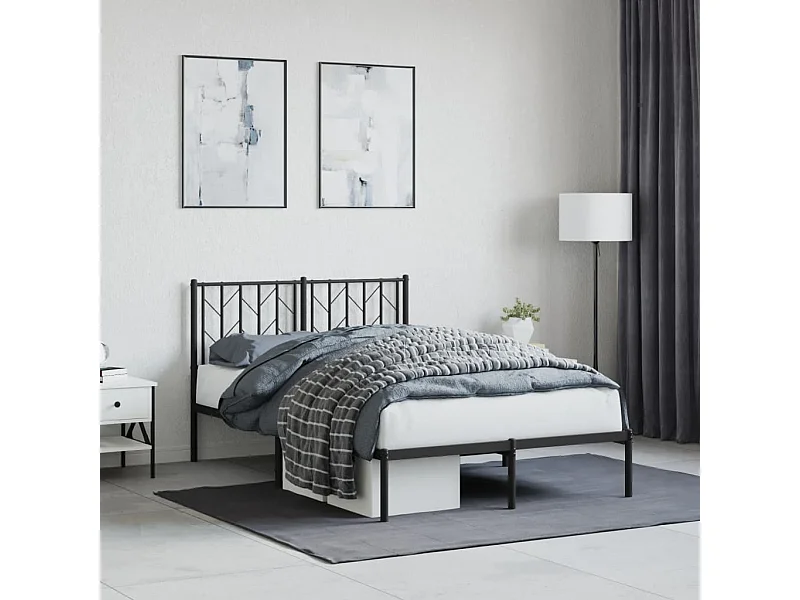Cama -120x190 cm con cabecero metal negro YOE87997