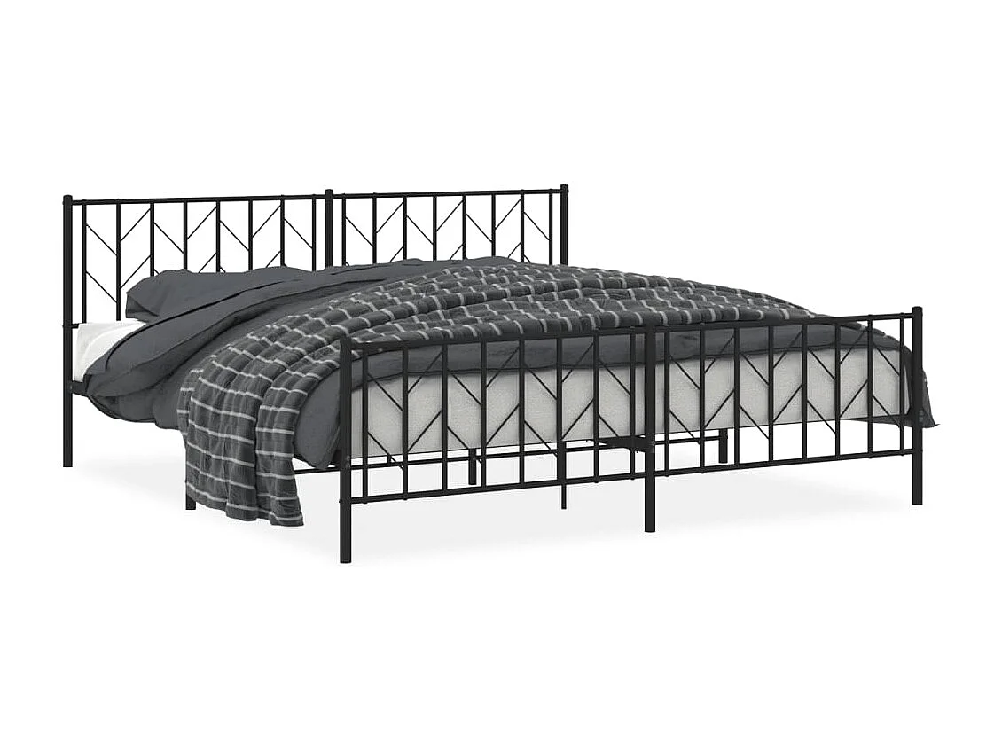 Cama com cabeceira e pés 193x203 cm metal preto PT337735