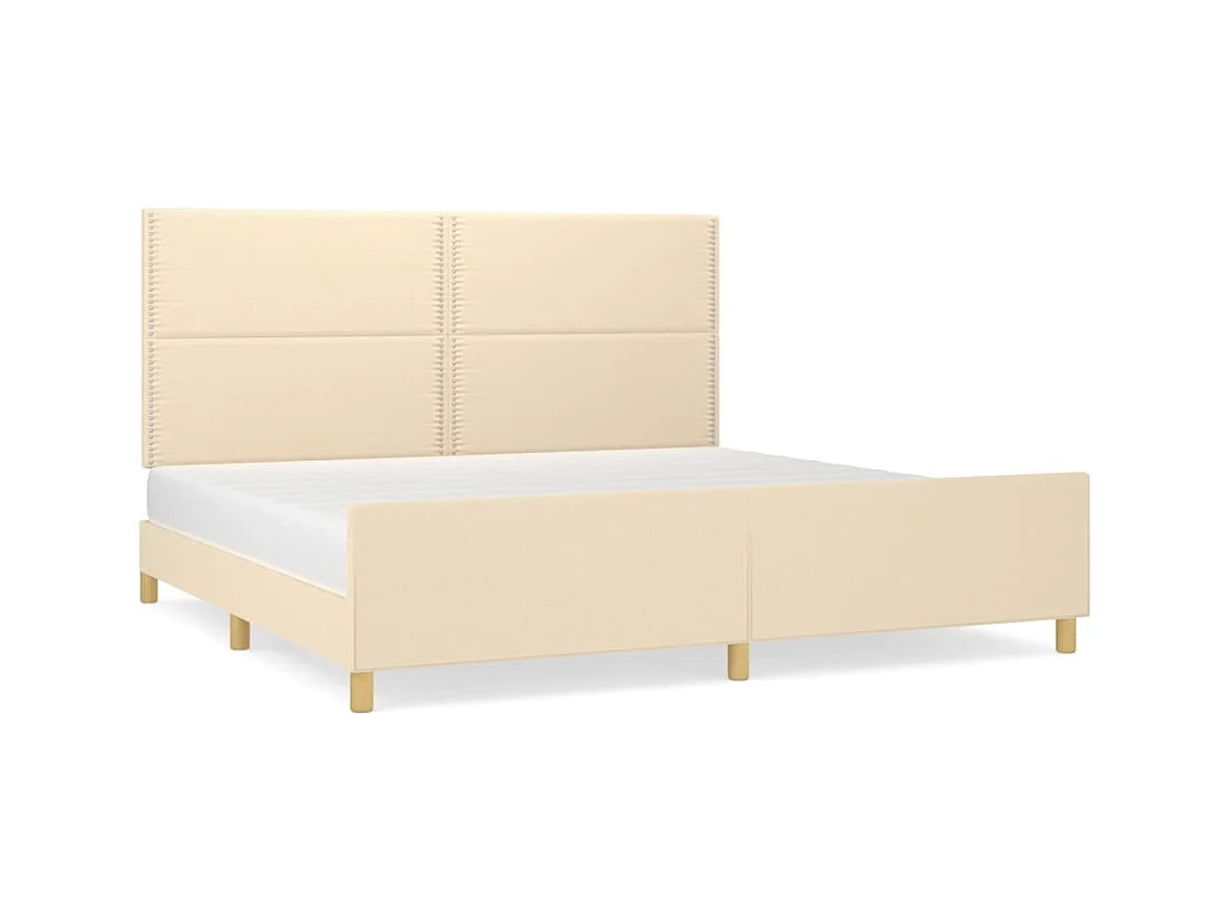 Lit-200x200 cm + tête de lit Crème Tissu HOQW94958
