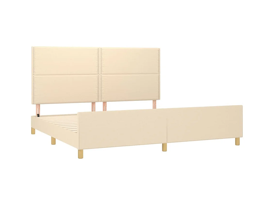 Lit-200x200 cm + tête de lit Crème Tissu HOQW94958