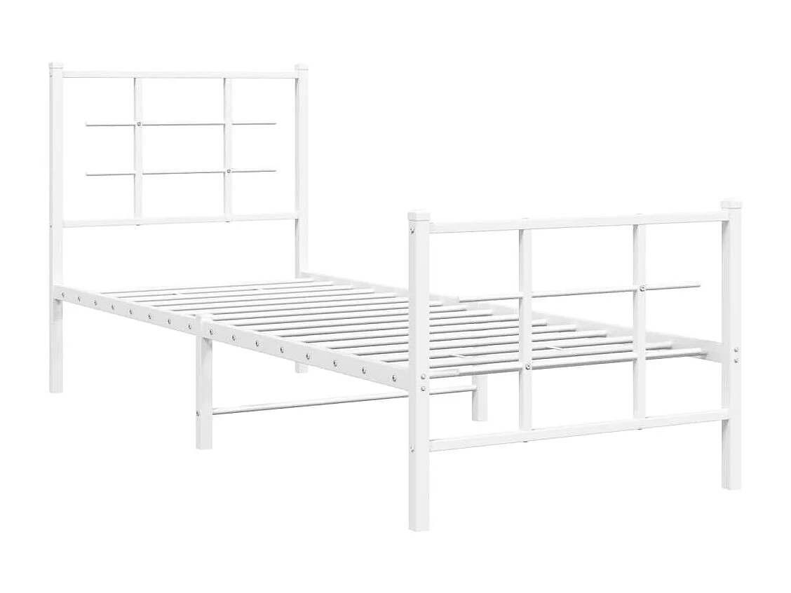 Lit-80x200 cm métal + tête de lit/pied de lit blanc HOQW41443