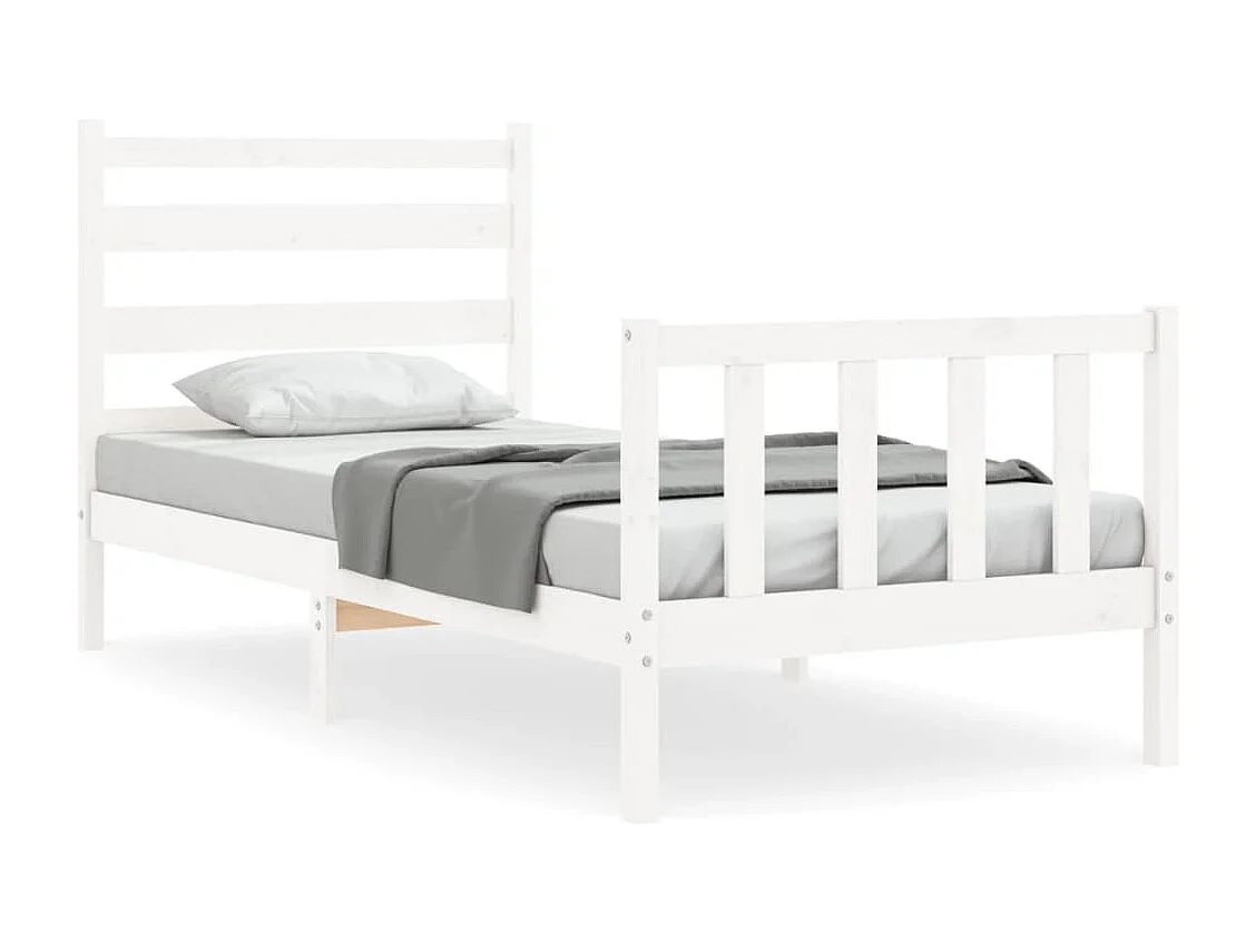 Lit-100x200 cm et tête de lit blanc bois massif HOQW23235