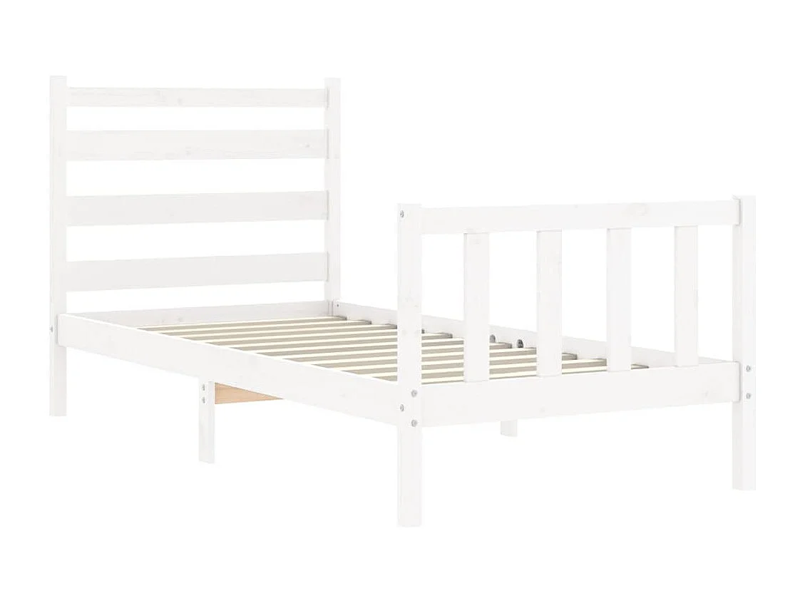 Lit-100x200 cm et tête de lit blanc bois massif HOQW23235