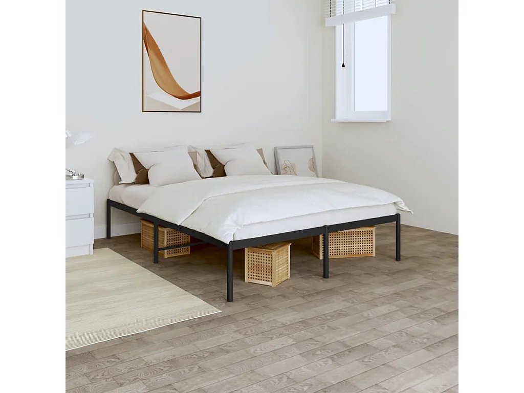 Cama -160x200 cm de metal negro YOE28018
