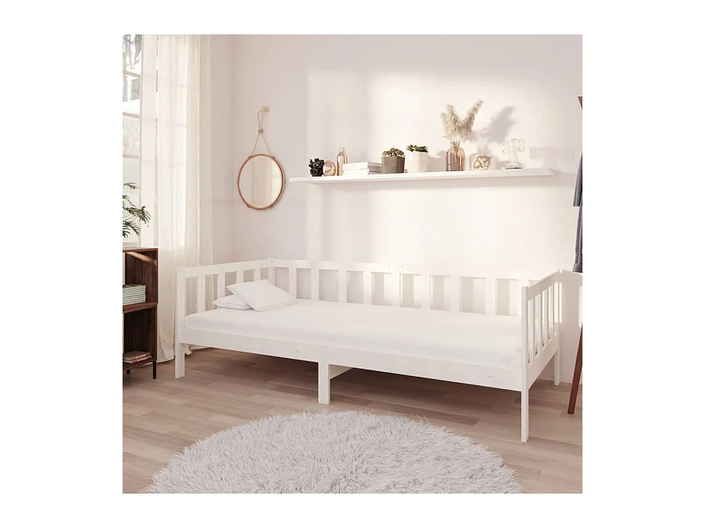 Lit-90x200 cm de repos + matelas Blanc Bois de pin massif HOQW71303