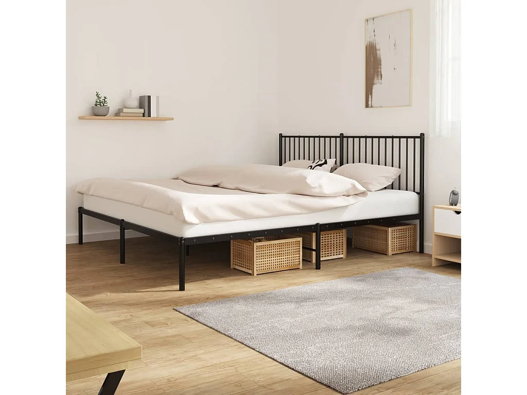 Cama com cabeceira 183x213 cm metal preto PT184848