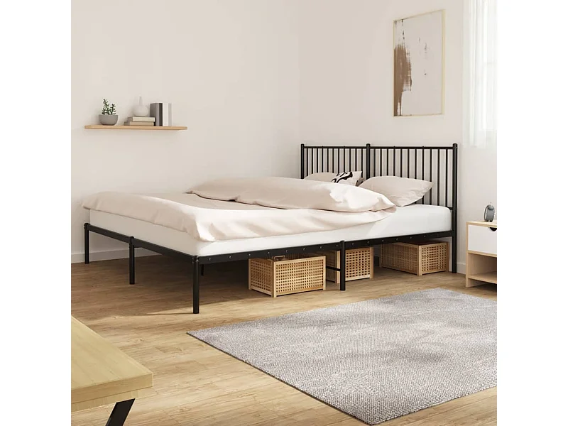 Cama com cabeceira 183x213 cm metal preto PT184848