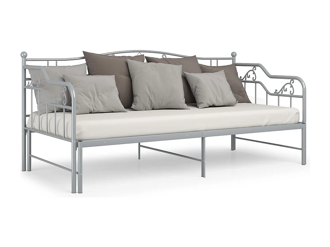 Slaapbankframe uittrekbaar metaal grijs 90x200 cm NL79640