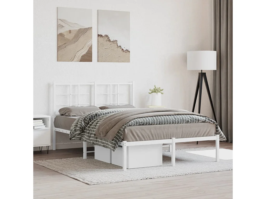 Cama com cabeceira 120x200 cm metal branco PT287465