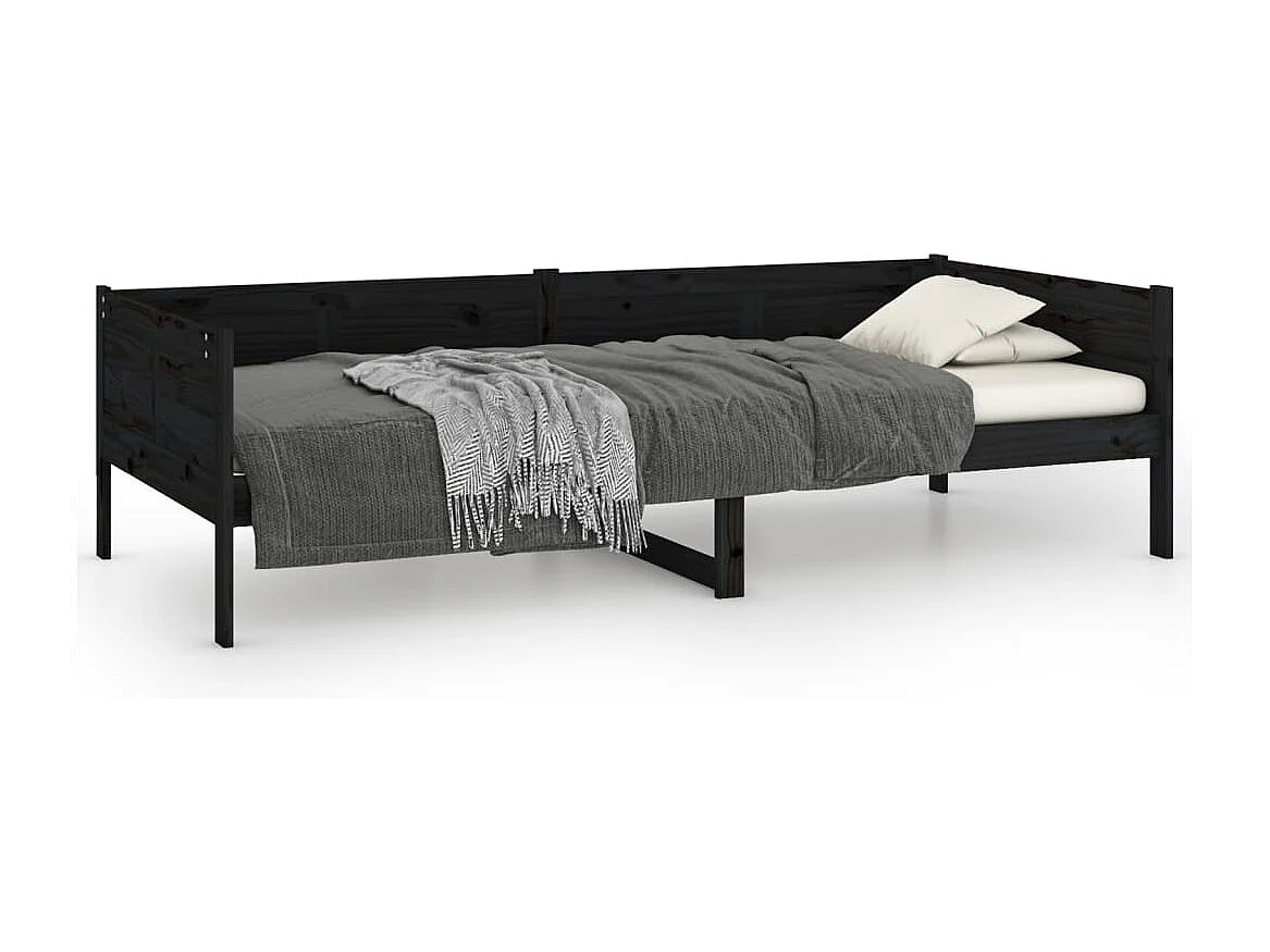 Tagesbett,Sofabett Schwarz Massivholz Kiefer 90x190 cm -gkd35601