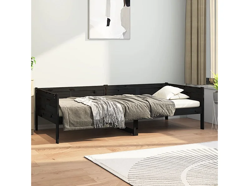 Tagesbett,Sofabett Schwarz Massivholz Kiefer 90x190 cm -gkd35601