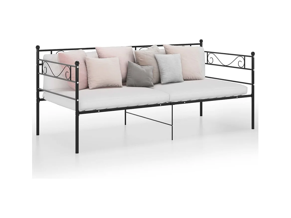 Lit-90x200 cm Noir Métal HOQW69338