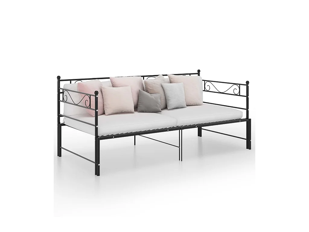 Lit-90x200 cm extensible noir métal HOQW91732