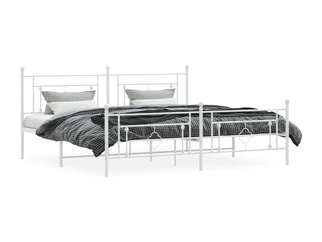 Cama com cabeceira e pés 193x203 cm metal branco PT965479