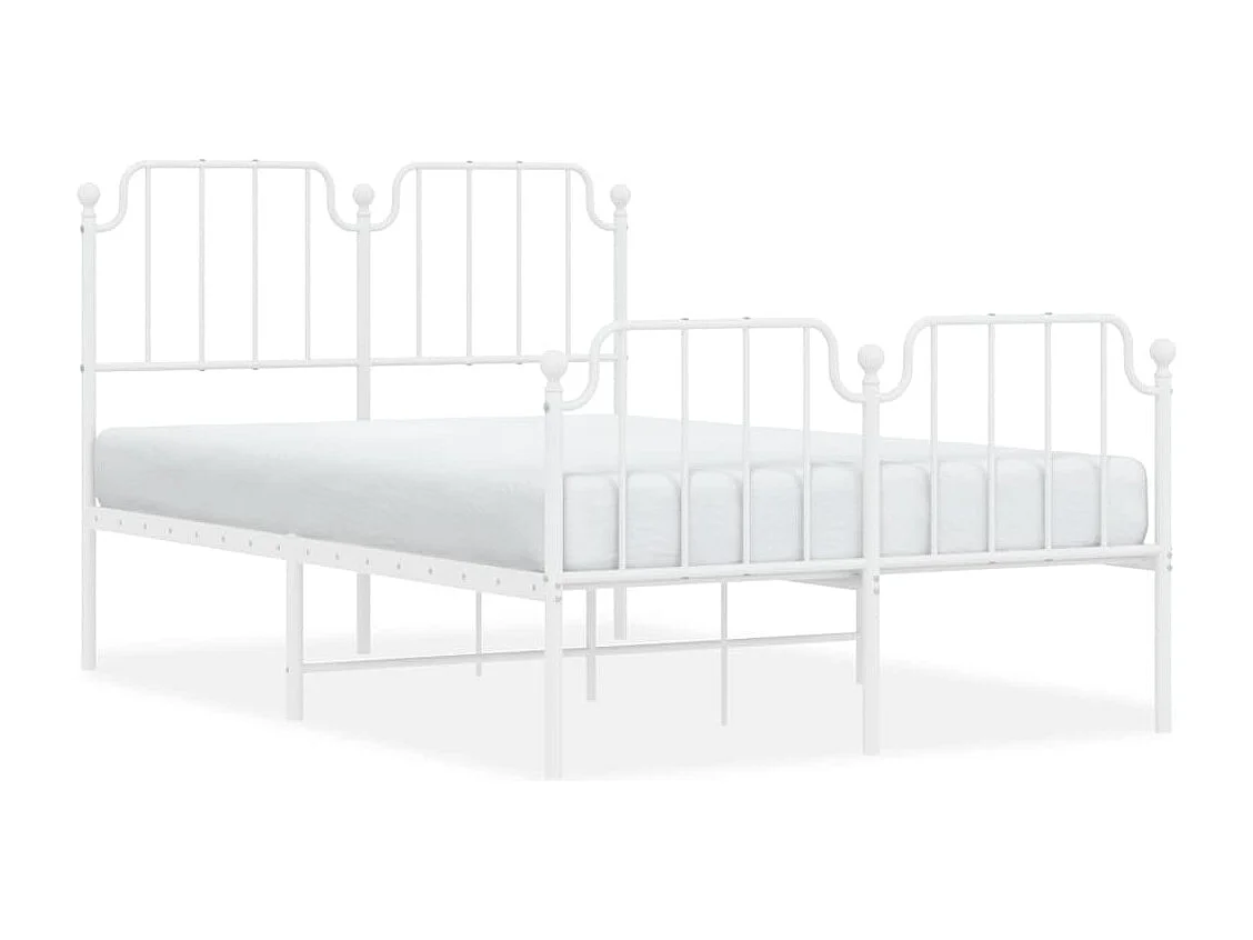 Cama com cabeceira e pés 120x200 cm metal branco PT255271
