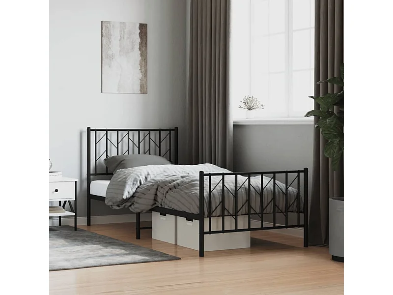 Bedframe met hoofd- en voeteneinde metaal zwart 90x190 cm NL87909