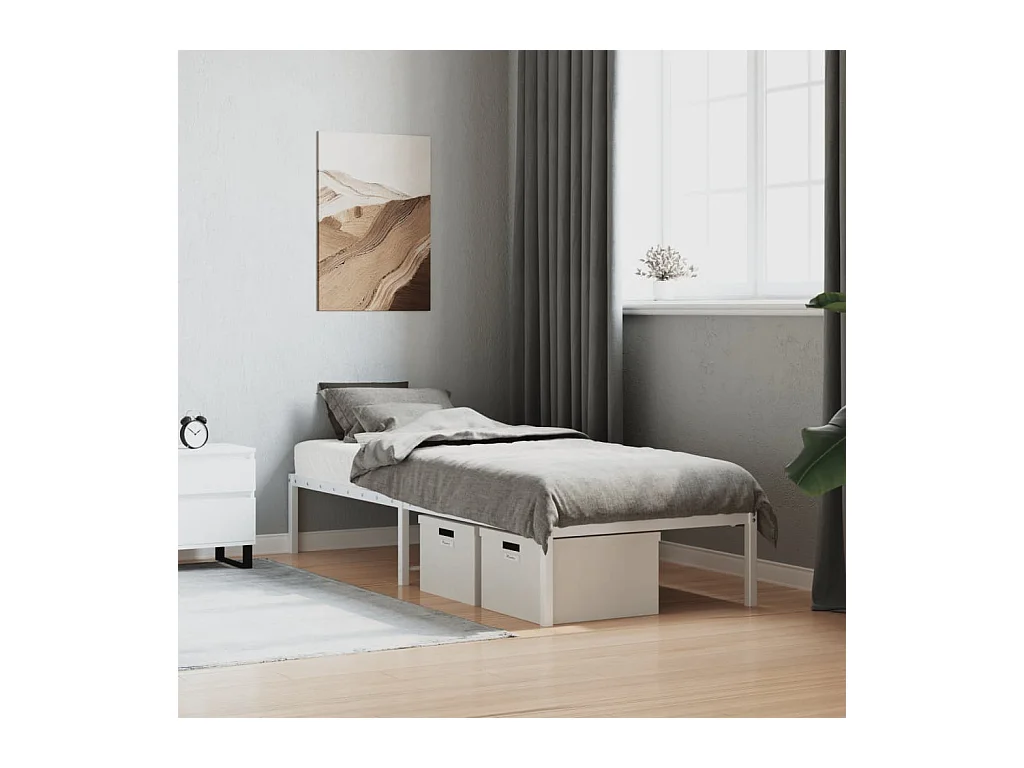 Lit-75x190 cm métal blanc HOQW75275