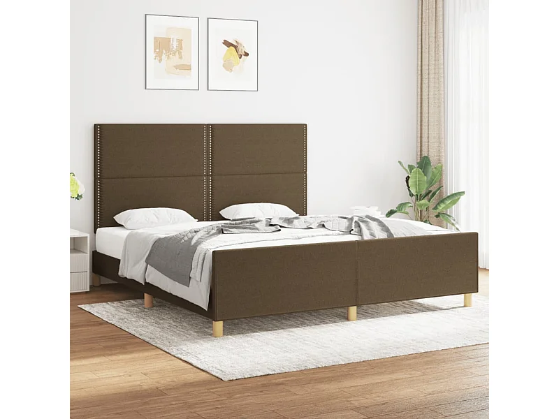 Cama -180x200 cm con cabecero de tela marrón YOE86344