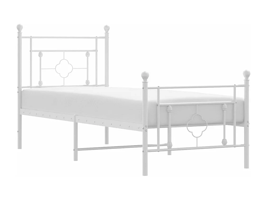 Lit-80x200 cm métal + tête de lit/pied de lit blanc HOQW49052