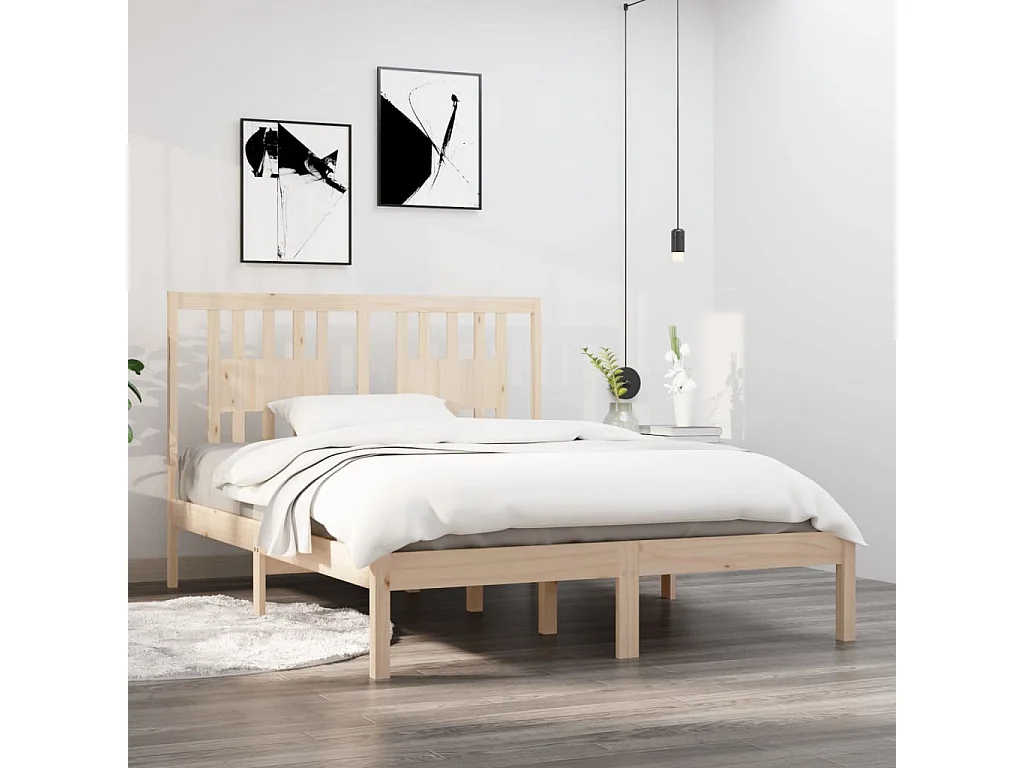 Lit-135x190 cm bois massif double HOQW93204