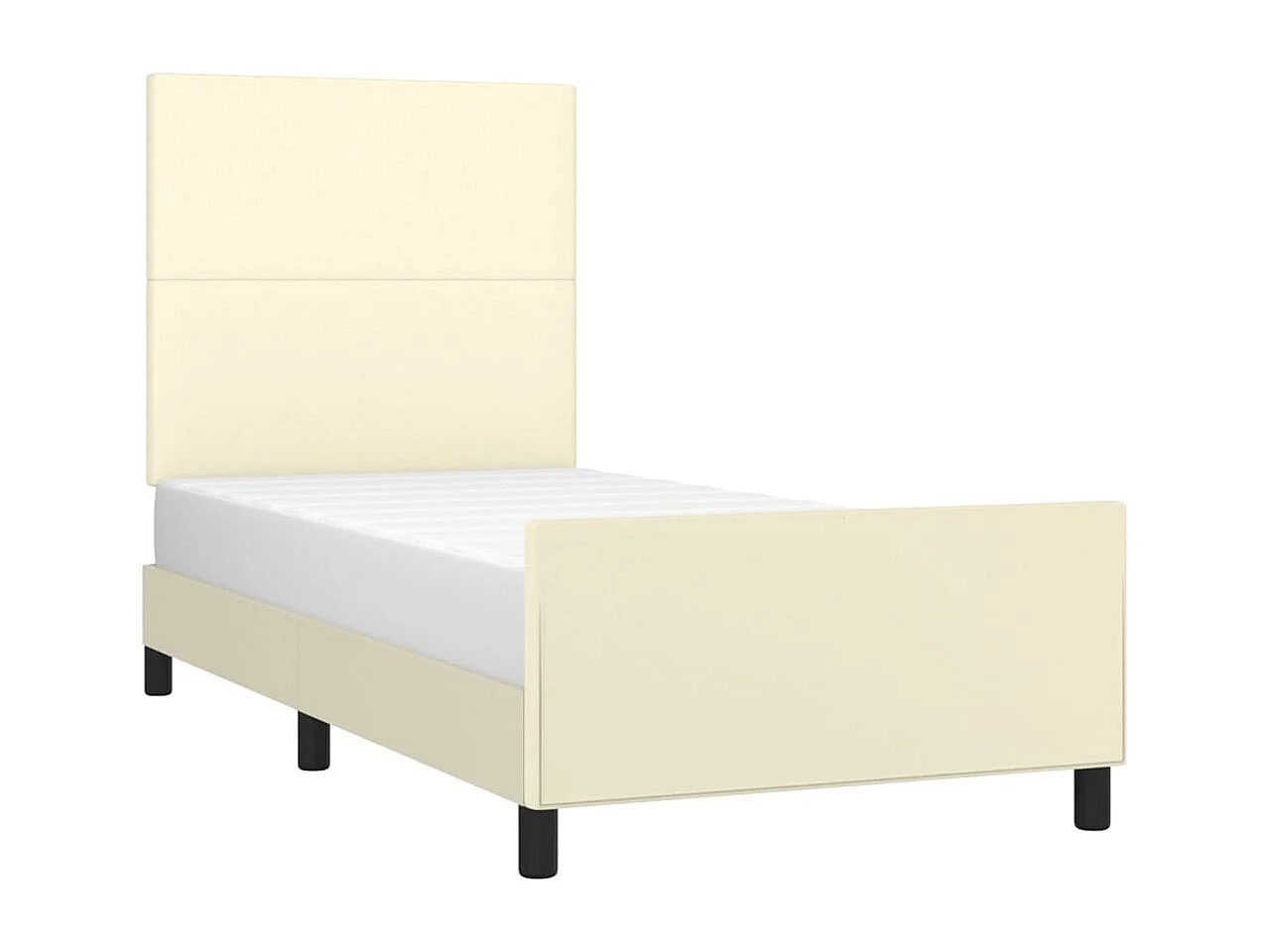 Cama -100x200 cm con cabecero cuero sintético crema YOE68118