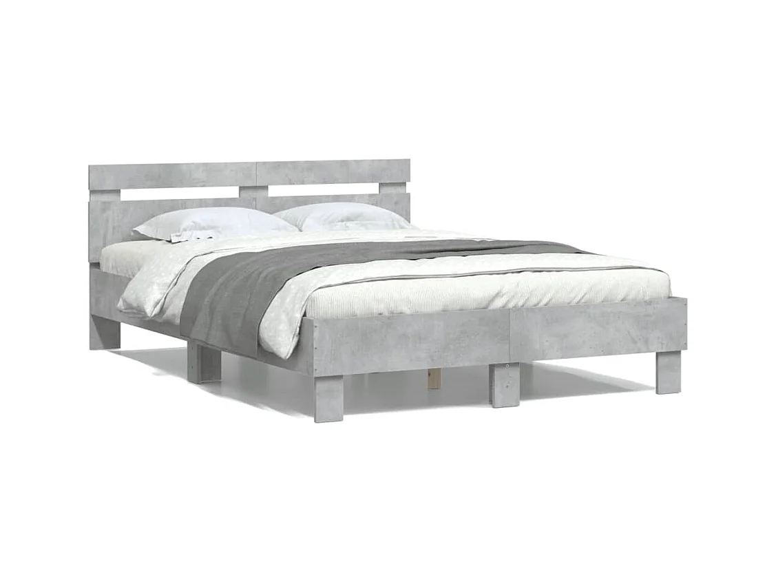 Bedframe met hoofdeinde bewerkt hout betongrijs 120x200 cm NL86382