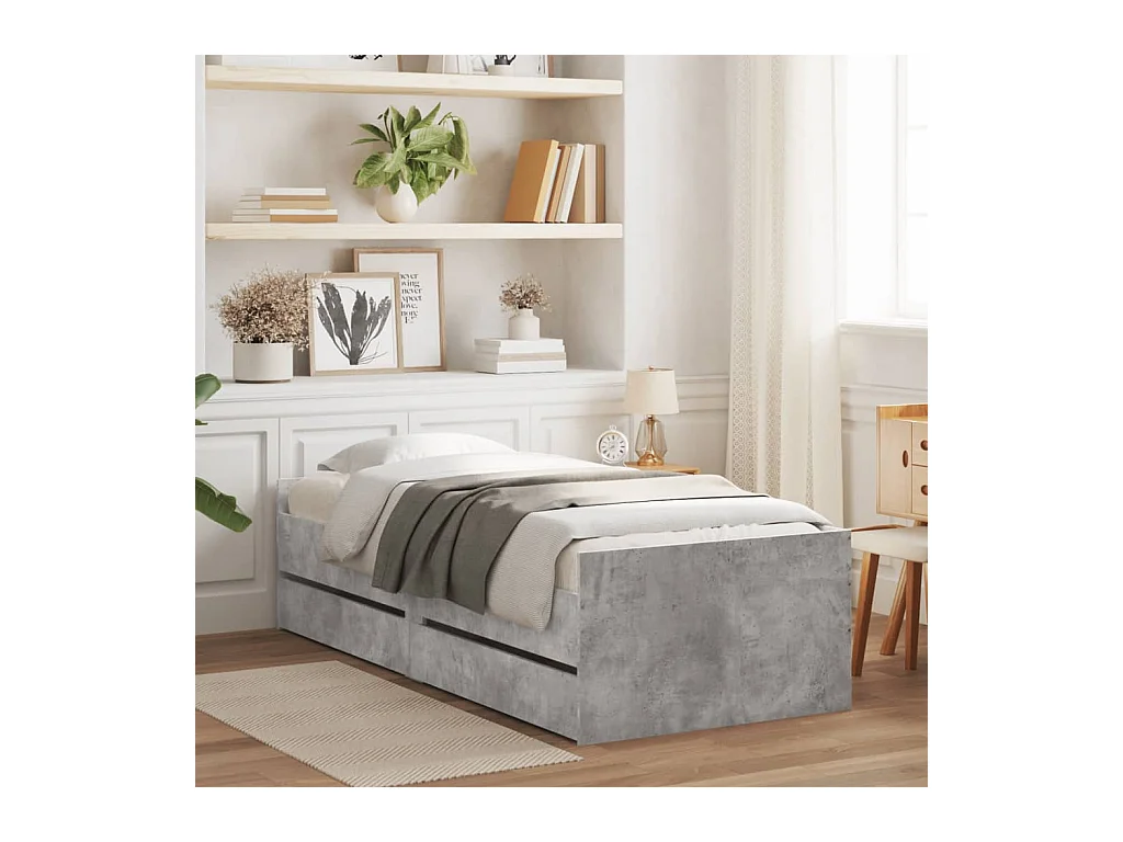 Bedframe met lades betongrijs 100x200 cm NL44137