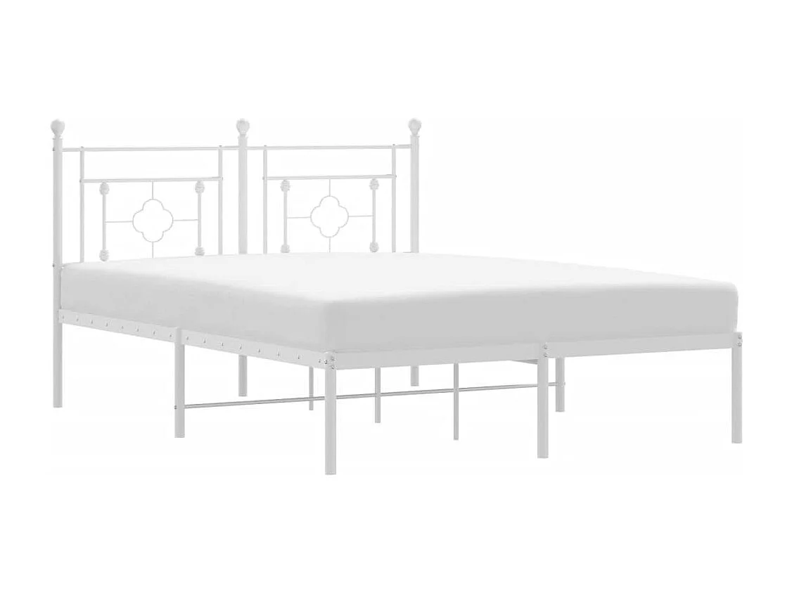 Bedframe met hoofdbord metaal wit 140x200 cm NL28869