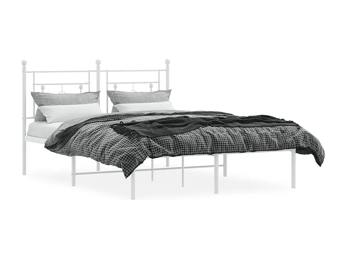 Bedframe met hoofdbord metaal wit 140x200 cm NL28869