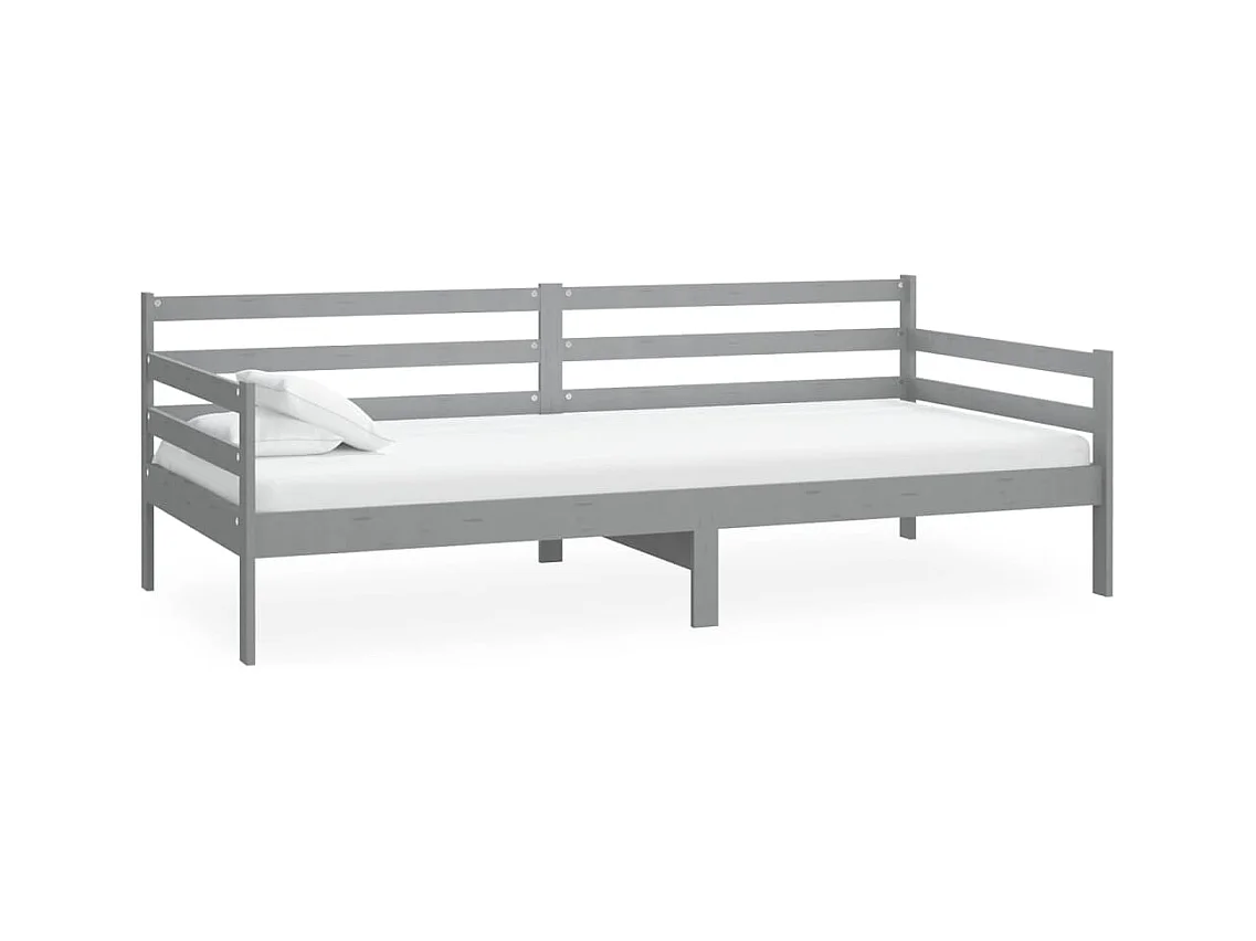 Slaapbank met matras massief grenenhout grijs 90x200 cm NL27158