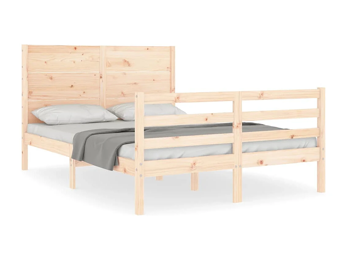 Cama -135x190 cm de matrimonio con cabecero madera maciza YOE