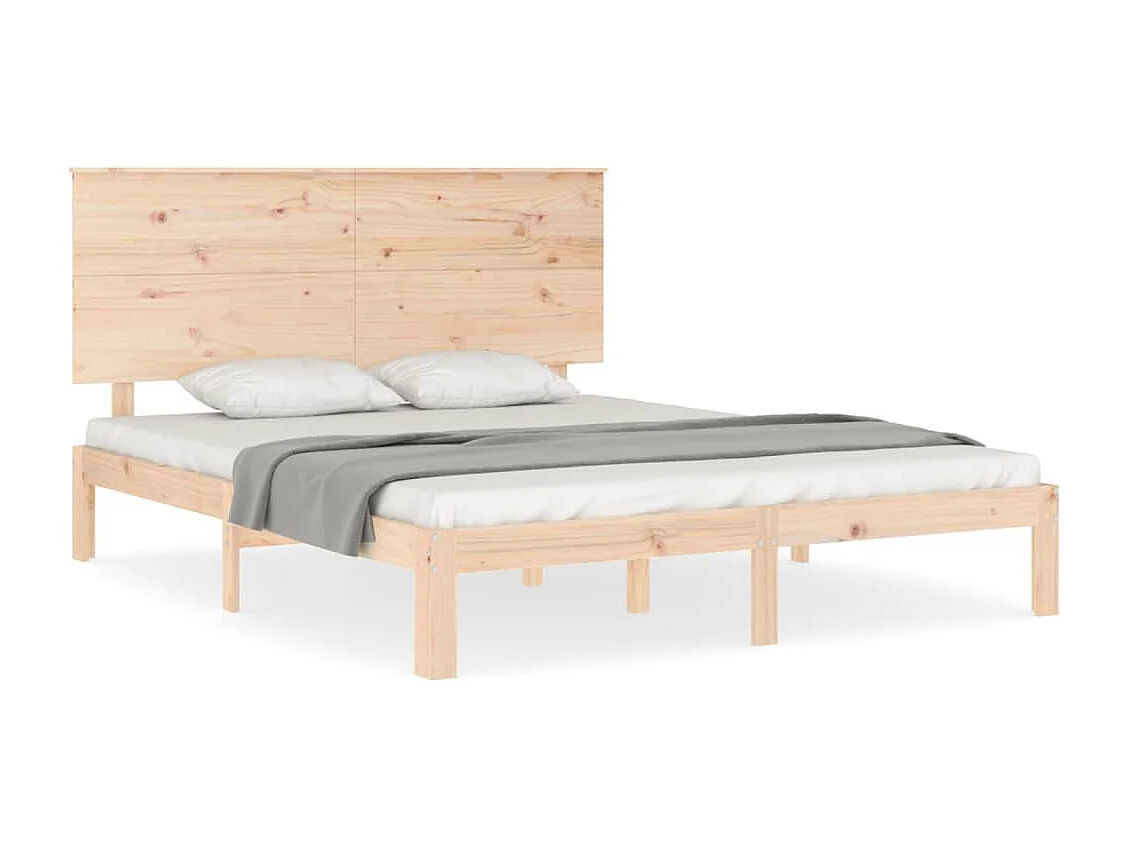 Lit-160x200 cm + tête de lit bois massif HOQW52252