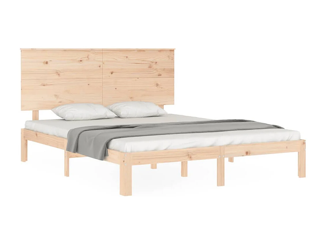 Lit-160x200 cm + tête de lit bois massif HOQW52252