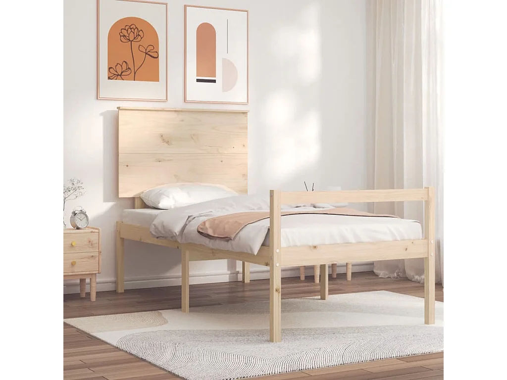 Cama para idosos com cabeceira 100x200 cm madeira maciça PT274141