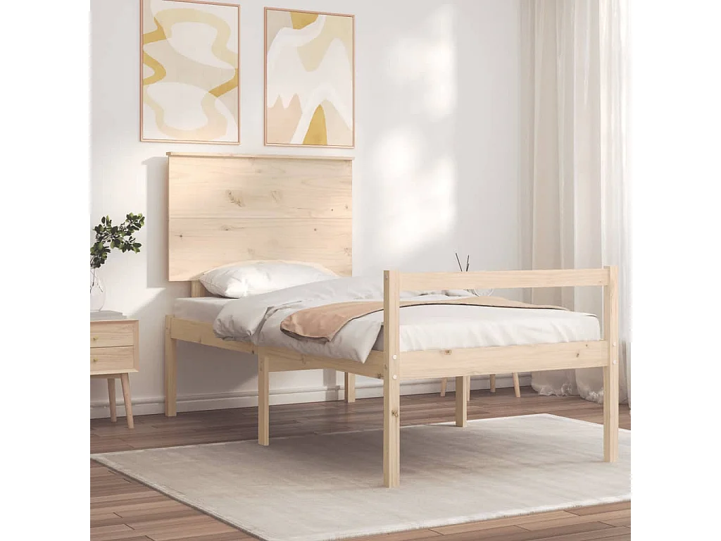 Cama para idosos com cabeceira 100x200 cm madeira maciça PT274141