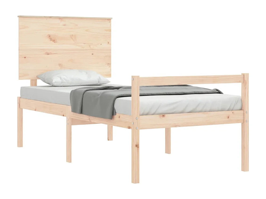 Cama para idosos com cabeceira 100x200 cm madeira maciça PT274141