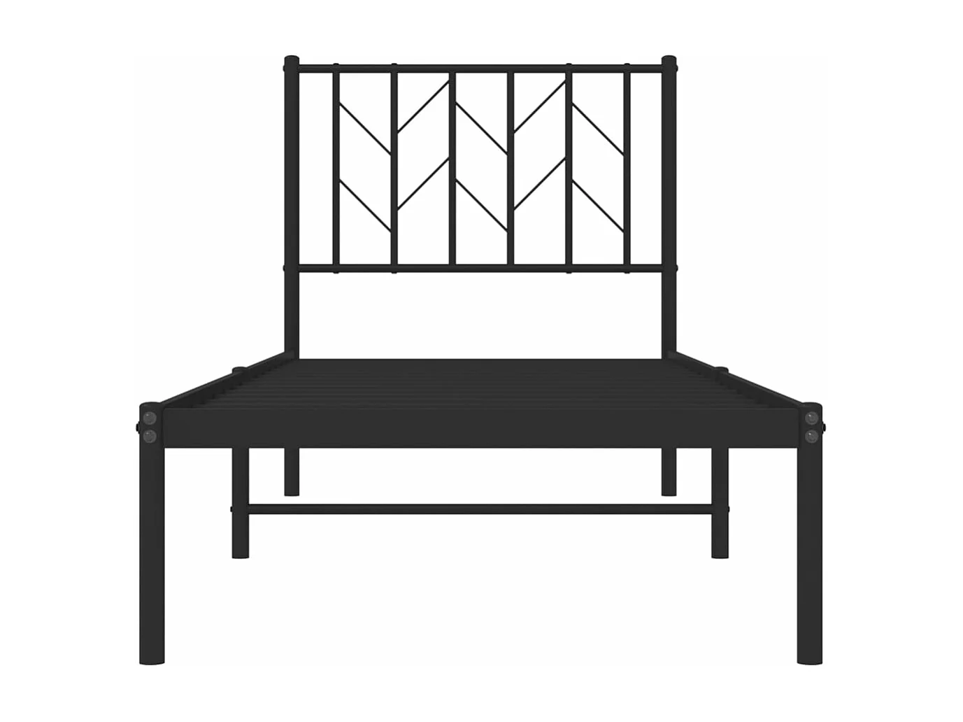 Lit-75x190 cm métal + tête de lit noir HOQW94812