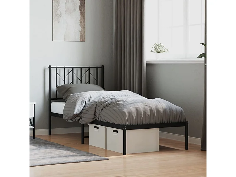 Cama -75x190 cm con cabecero metal negro YOE59182