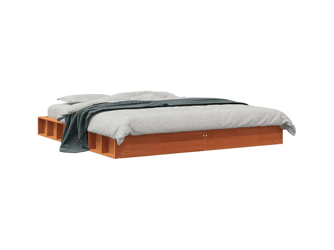 Lit-180x200 cm cire marron bois de pin massif HOQW70279