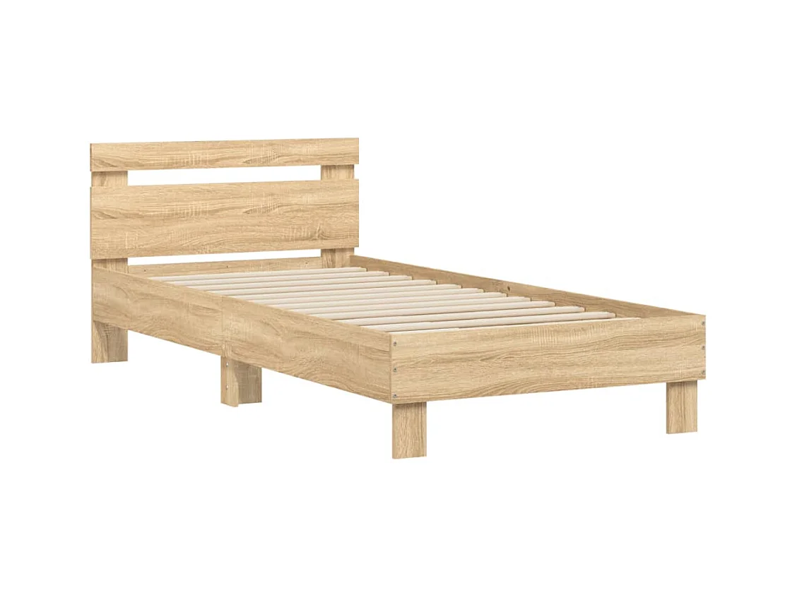 Lit-90x200 cm + tête de lit chêne sonoma HOQW18996