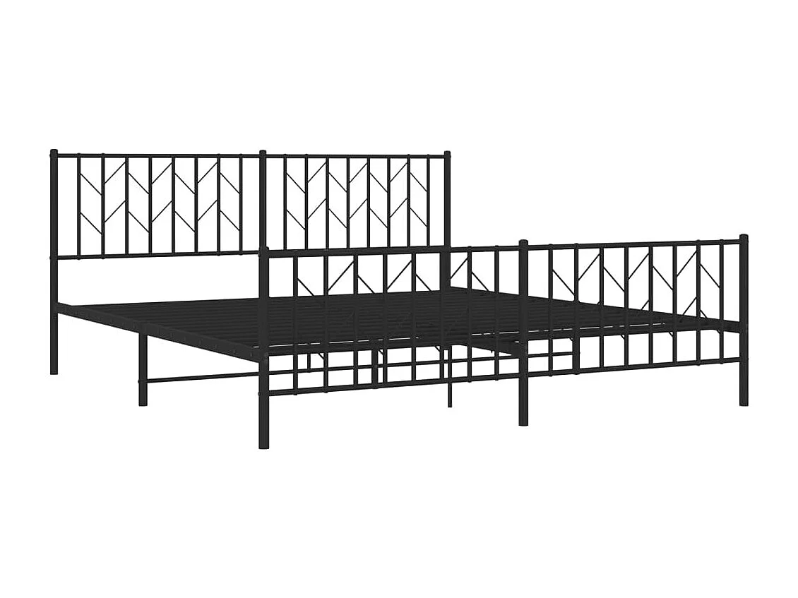 Lit-183x213 cm métal + tête de lit/pied de lit noir HOQW27202