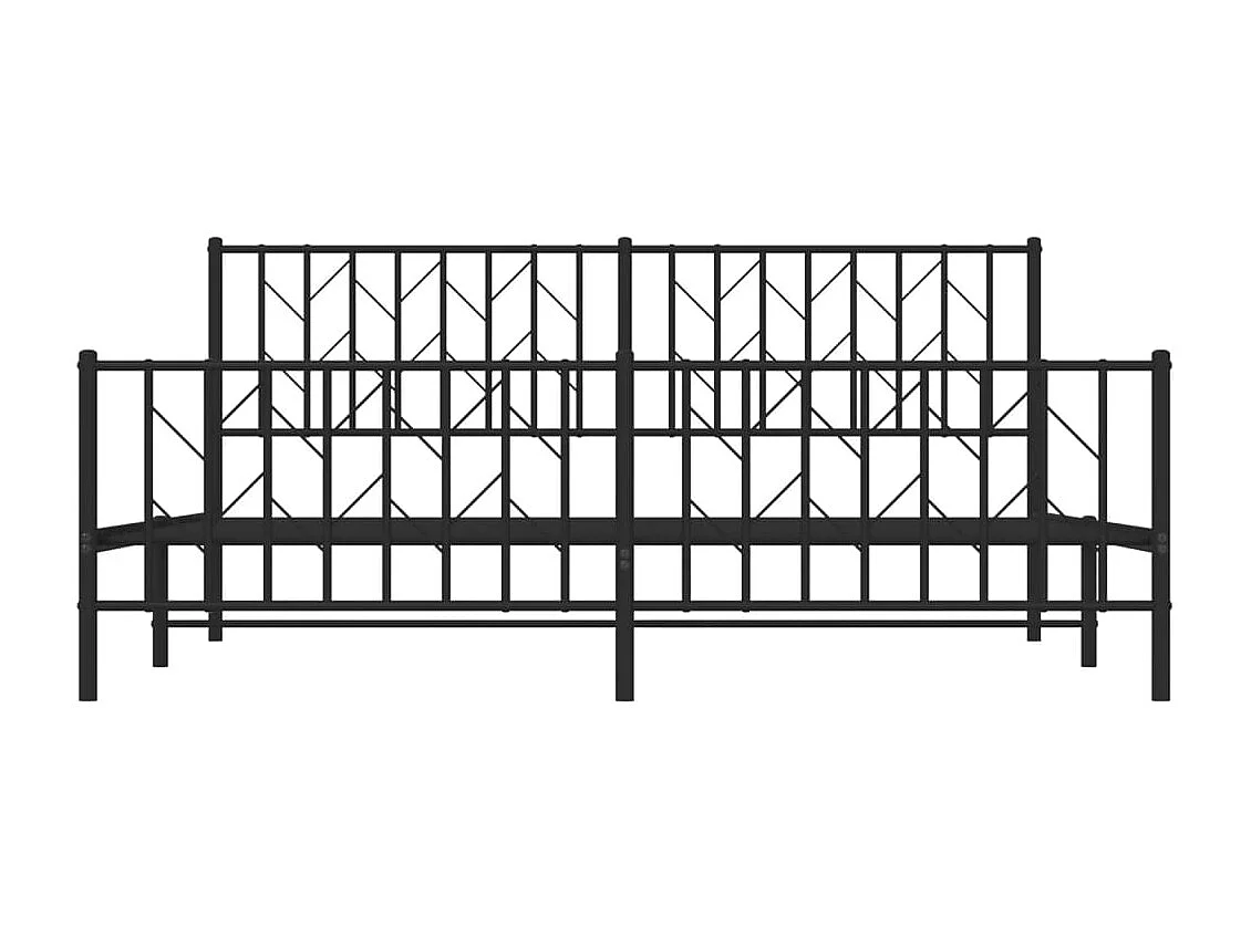 Lit-183x213 cm métal + tête de lit/pied de lit noir HOQW27202