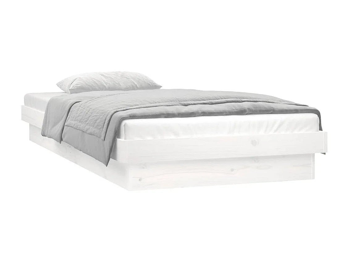 Cama c/ luzes LED 90x200 cm madeira maciça branco PT549031