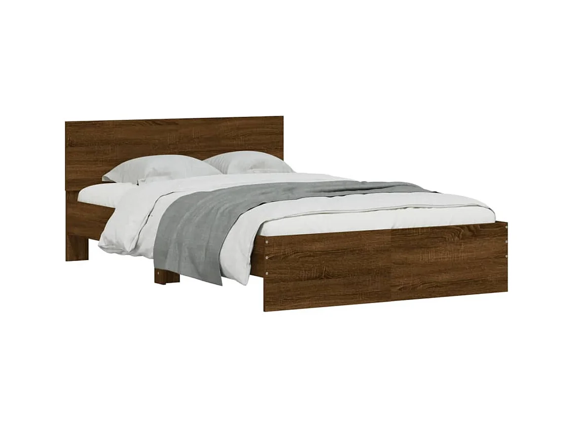 Lit-120x200 cm + tête de lit chêne marron HOQW13093