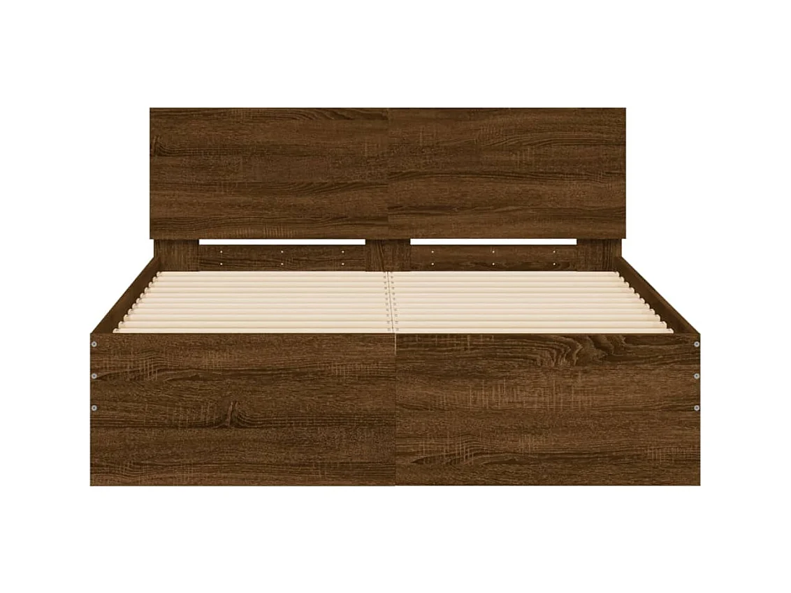 Lit-120x200 cm + tête de lit chêne marron HOQW13093