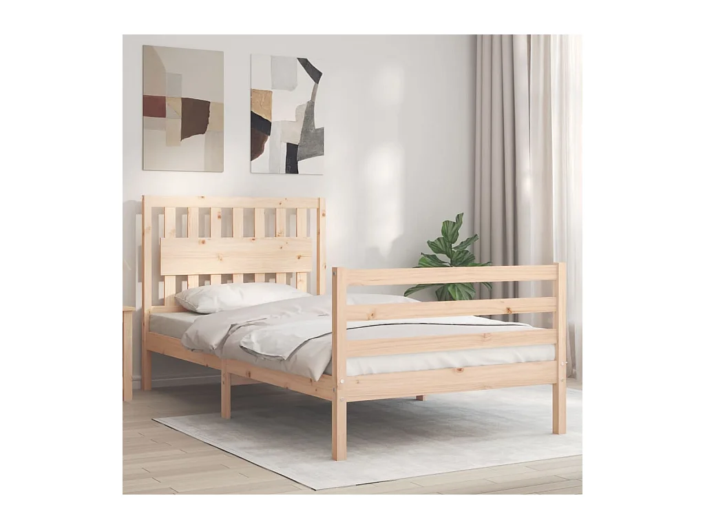 Lit-100x200 cm et tête de lit bois massif HOQW37415