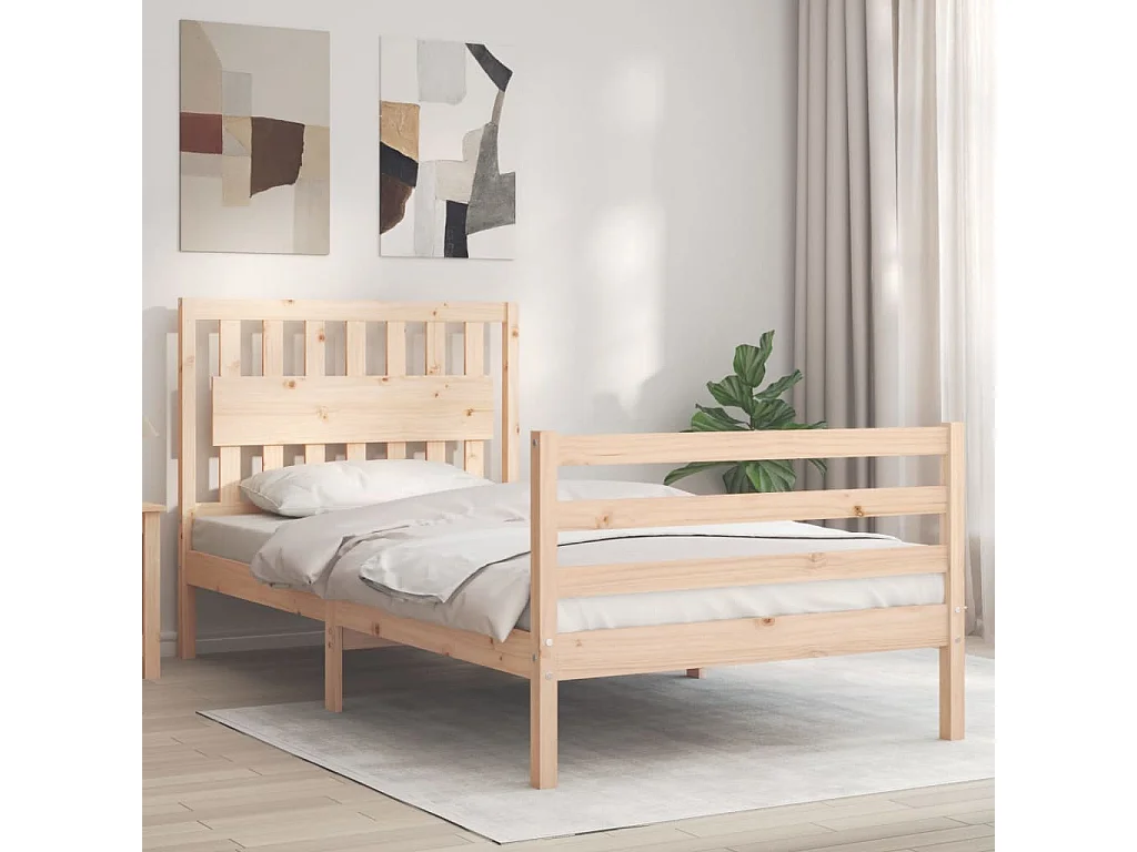 Cama com cabeceira 100x200 cm madeira maciça PT240615