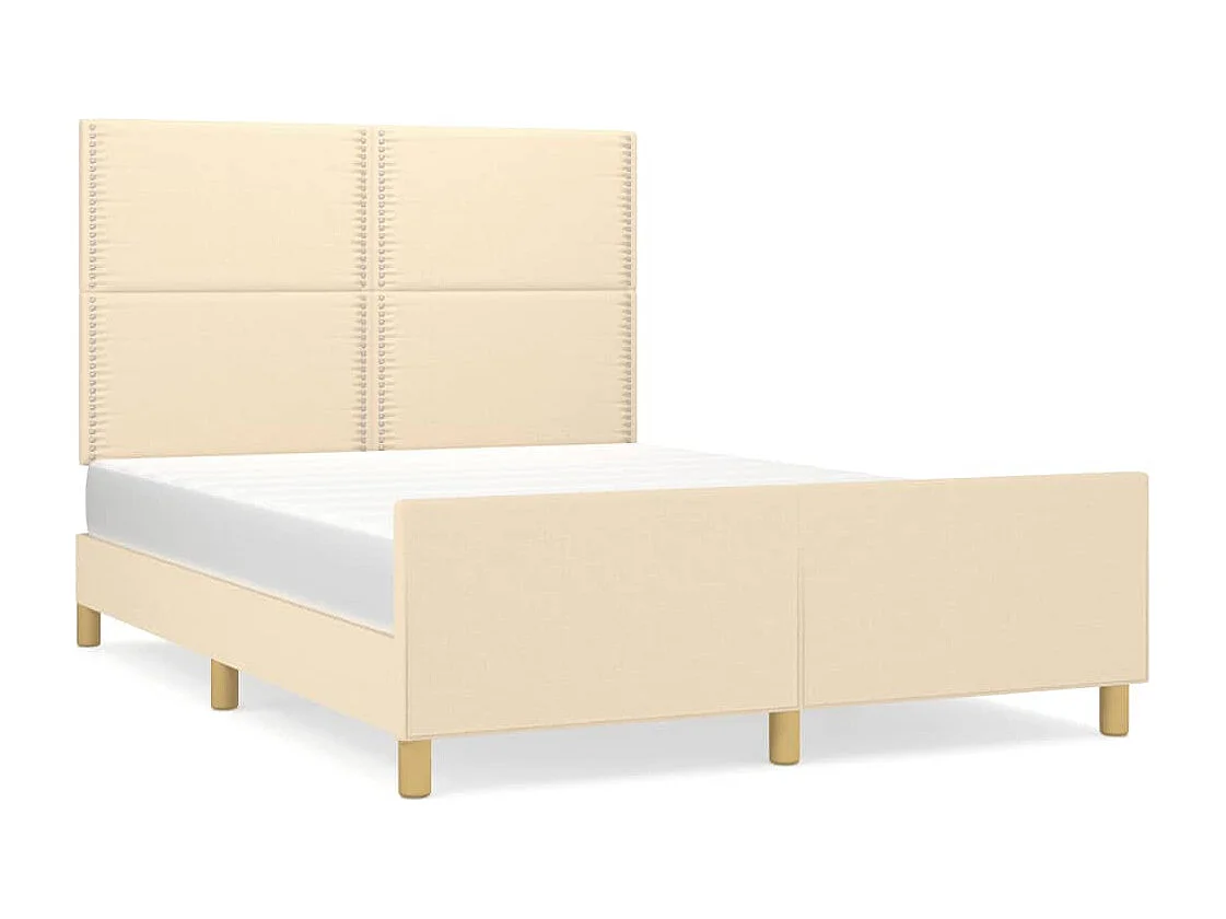 Cama c/ cabeceira 140x200 cm tecido cor creme PT917978