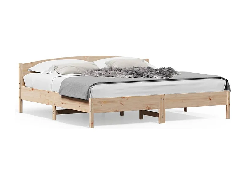 Cama -200x200 cm con cabecero madera maciza de pino YOE27075